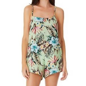 Hurley Tropical Palm Spaghetti Strap Swim Cover-Up Romper